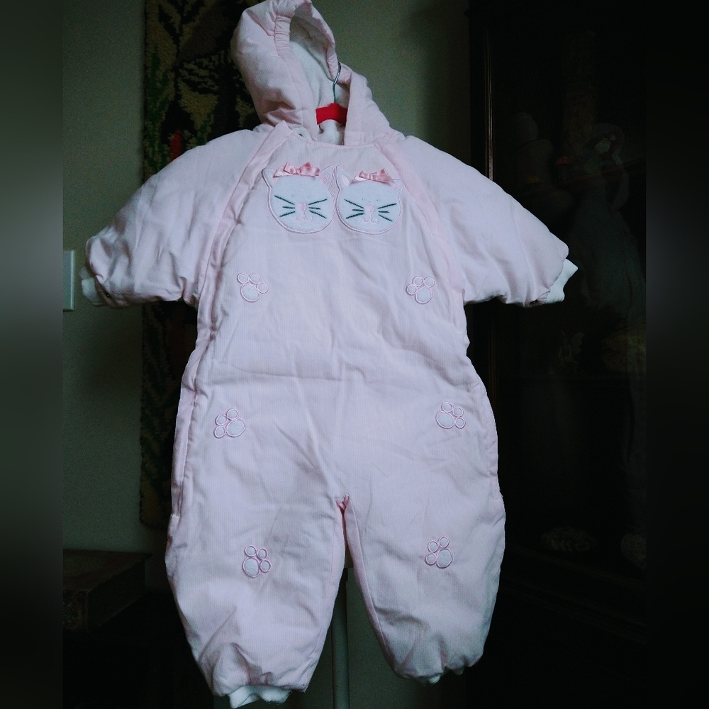 Cutest Tricycle kitty face 18 month snow suit pink
